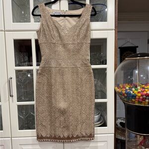 Kay Unger Gold Brocade Sheeth Dress